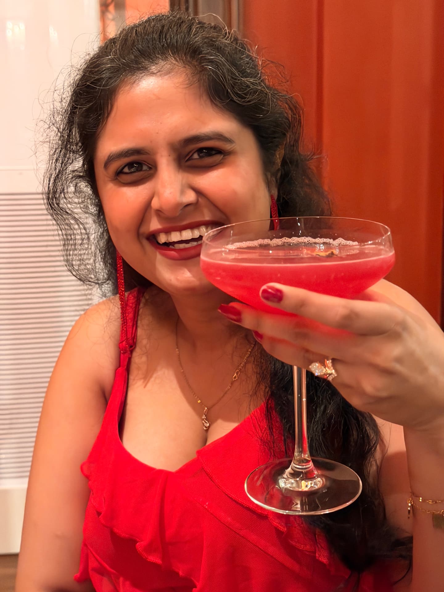 Samiksha raising a toast